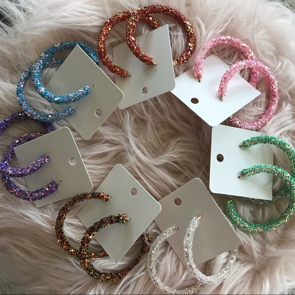 Glitter Hoop Earrings - Picture 5 of 5
